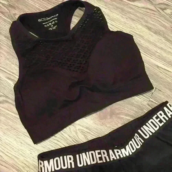 Under Armour Shorts with BCBG black Sports bra - Picture 2 of 3